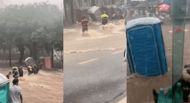 Enxurrada Arrasta Foli Es E Banheiros Qu Micos Durante Desfile De Bloco Carnavalesco Em S O