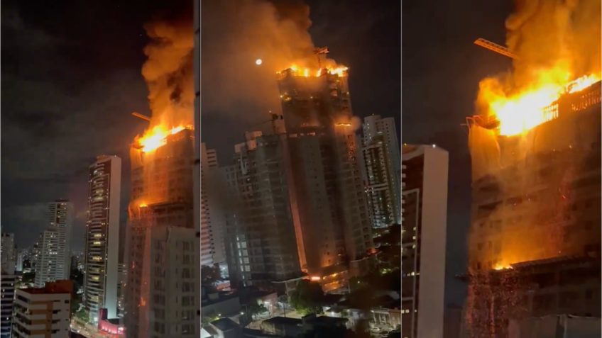Prédio pega fogo no Recife